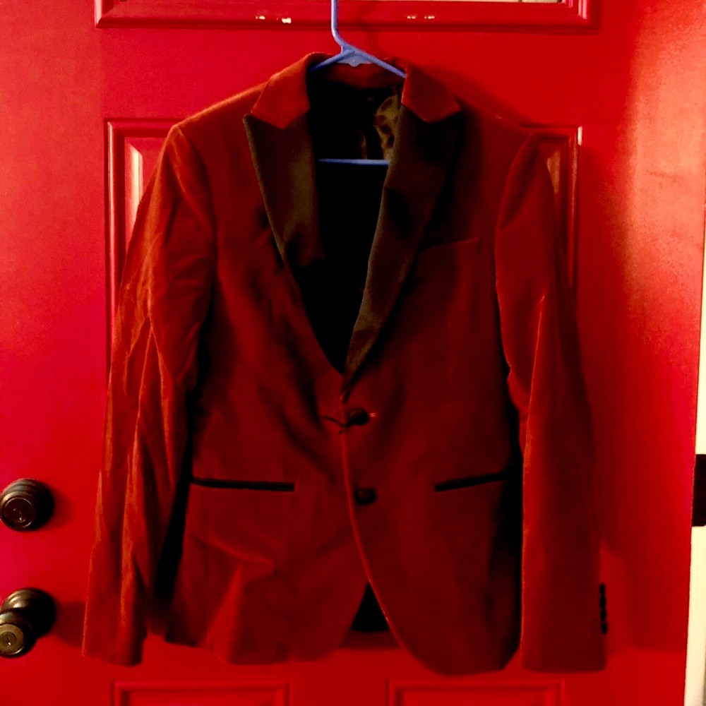 Brand new Zara velvet blazer dark red-orange, 36R